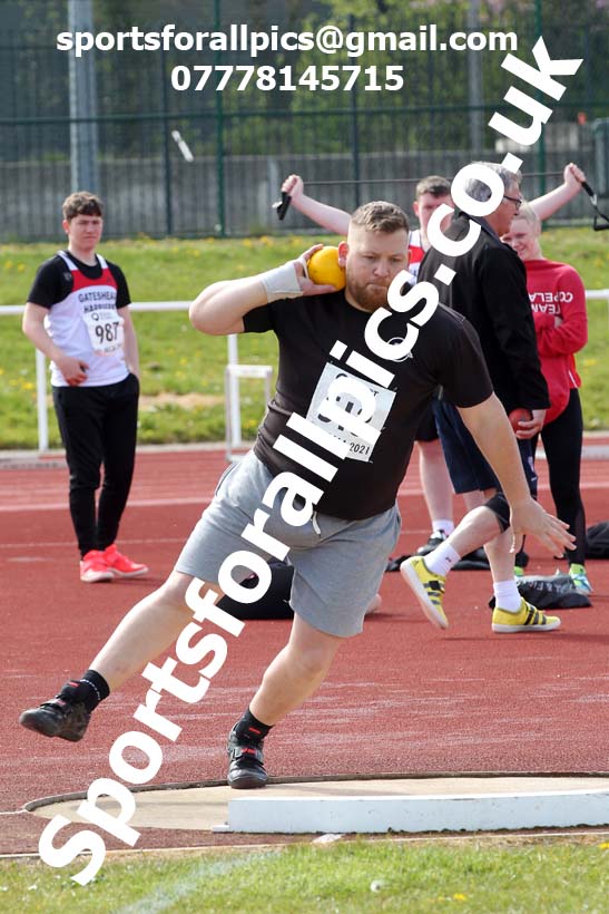 Shot putt, 2021 NECAA Middlesbrough Open Meting, Sunday, May 9th. Photo: David T. Hewitson/Sports for All Pics